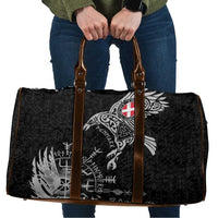 Denmark Viking Ravens Travel Bag Vegvisir Runes Pattern - Wonder Print Shop