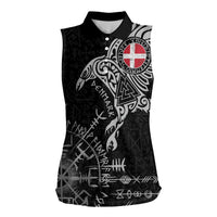 Denmark Viking Ravens Women Sleeveless Polo Shirt Vegvisir Runes Pattern - Wonder Print Shop