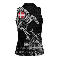 Denmark Viking Ravens Women Sleeveless Polo Shirt Vegvisir Runes Pattern - Wonder Print Shop