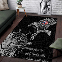 Norway Viking Ravens Area Rug Vegvisir Runes Pattern - Wonder Print Shop