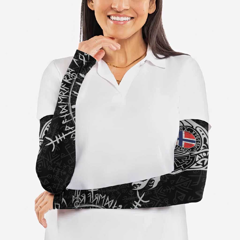 Norway Viking Ravens Arm Sleeves Vegvisir Runes Pattern - Wonder Print Shop