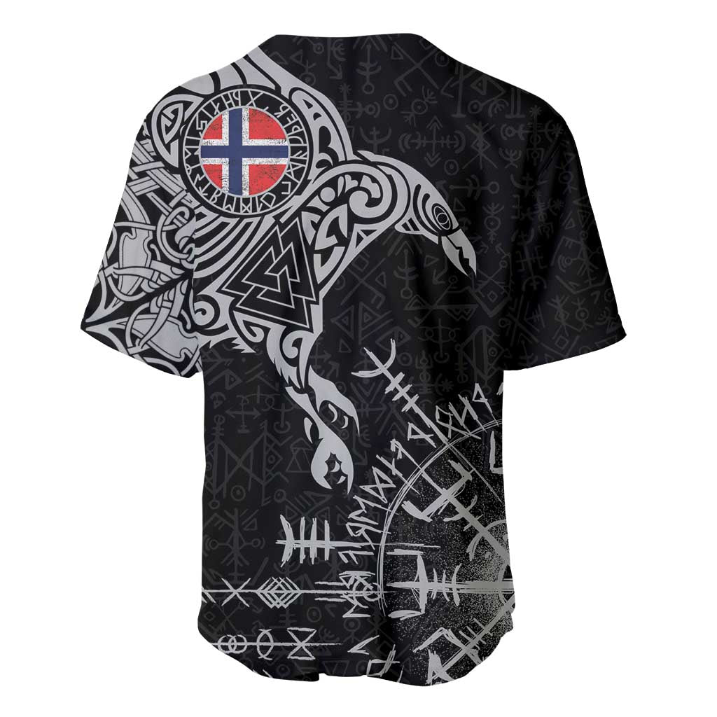 Norway Viking Ravens Baseball Jersey Vegvisir Runes Pattern - Wonder Print Shop