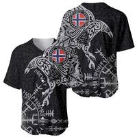 Norway Viking Ravens Baseball Jersey Vegvisir Runes Pattern - Wonder Print Shop