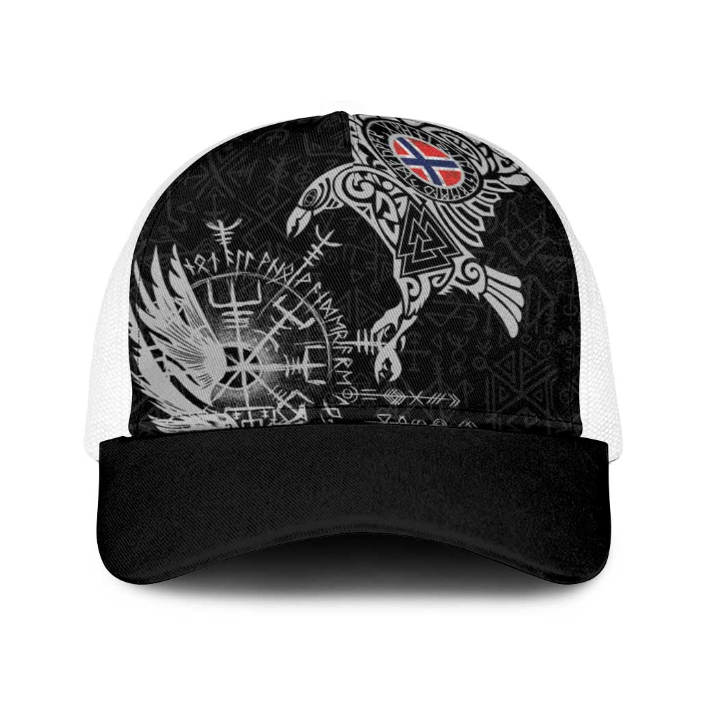 Norway Viking Ravens Baseball Net Cap Vegvisir Runes Pattern - Wonder Print Shop