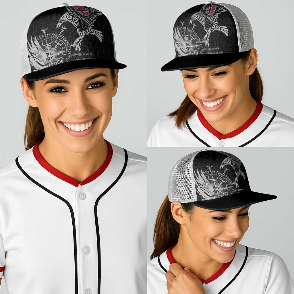 Norway Viking Ravens Baseball Net Cap Vegvisir Runes Pattern - Wonder Print Shop