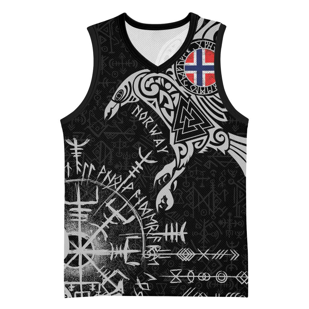 Norway Viking Ravens Basketball Jersey Vegvisir Runes Pattern - Wonder Print Shop