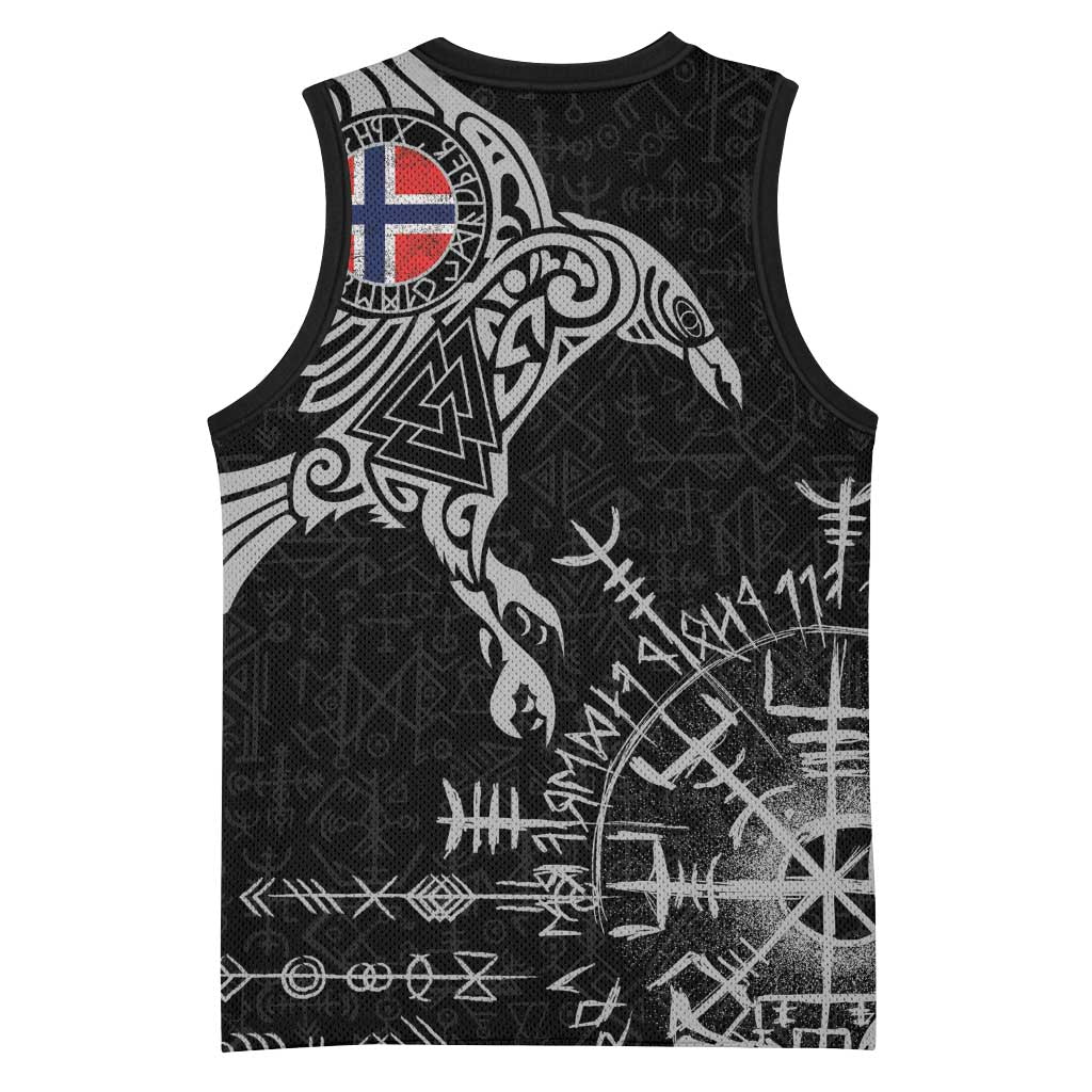 Norway Viking Ravens Basketball Jersey Vegvisir Runes Pattern - Wonder Print Shop