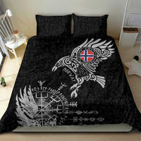 Norway Viking Ravens Bedding Set Vegvisir Runes Pattern - Wonder Print Shop