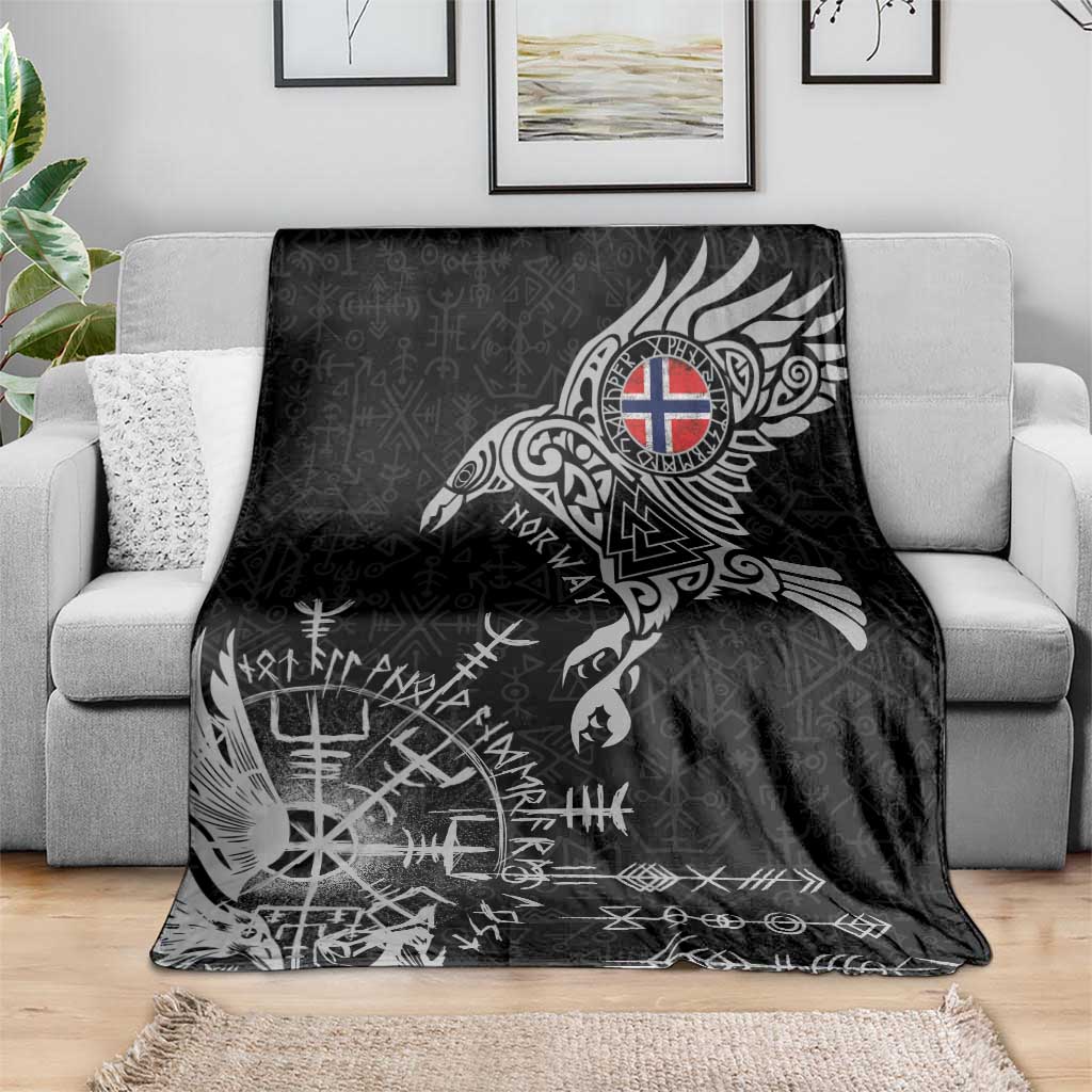 Norway Viking Ravens Blanket Vegvisir Runes Pattern - Wonder Print Shop