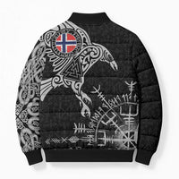Norway Viking Ravens Bomber Puffer Jacket Vegvisir Runes Pattern - Wonder Print Shop