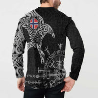 Norway Viking Ravens Button Sweatshirt Vegvisir Runes Pattern - Wonder Print Shop