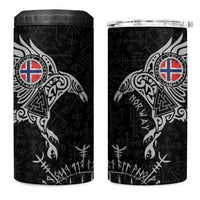 Norway Viking Ravens 4 in 1 Can Cooler Tumbler Vegvisir Runes Pattern - Wonder Print Shop