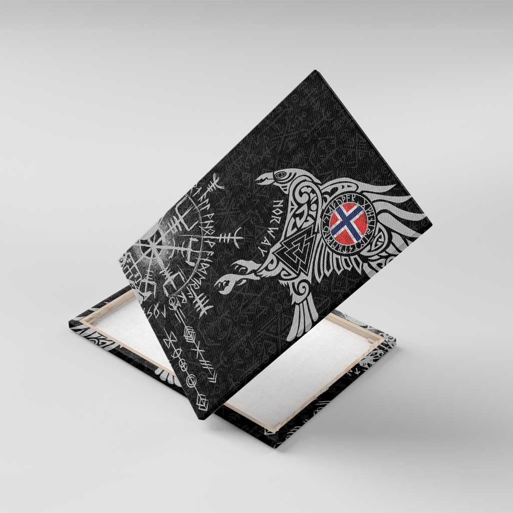 Norway Viking Ravens Canvas Wall Art Vegvisir Runes Pattern - Wonder Print Shop
