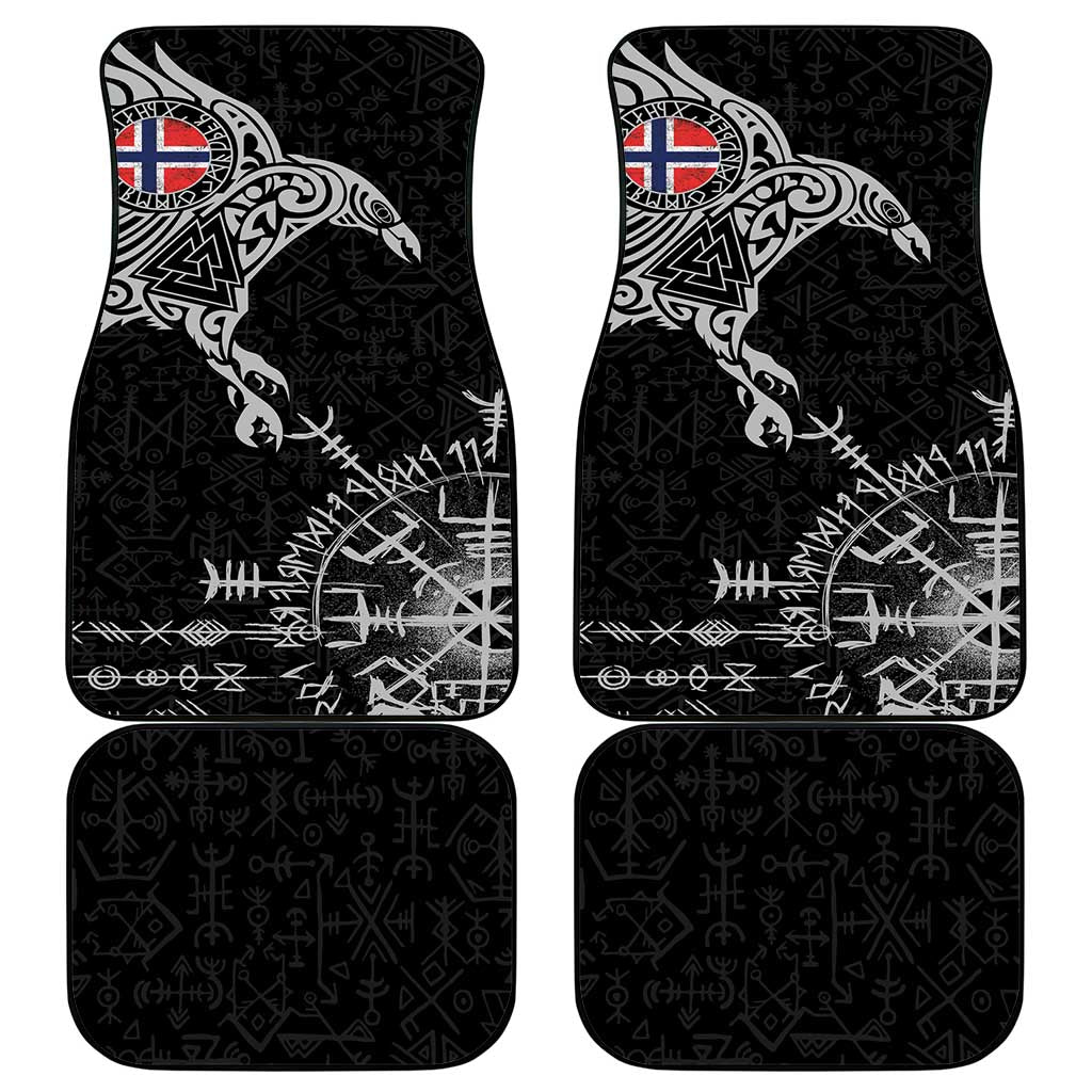 Norway Viking Ravens Car Mats Vegvisir Runes Pattern - Wonder Print Shop