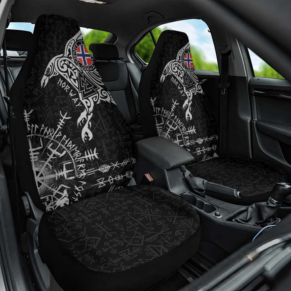 Norway Viking Ravens Car Seat Cover Vegvisir Runes Pattern - Wonder Print Shop