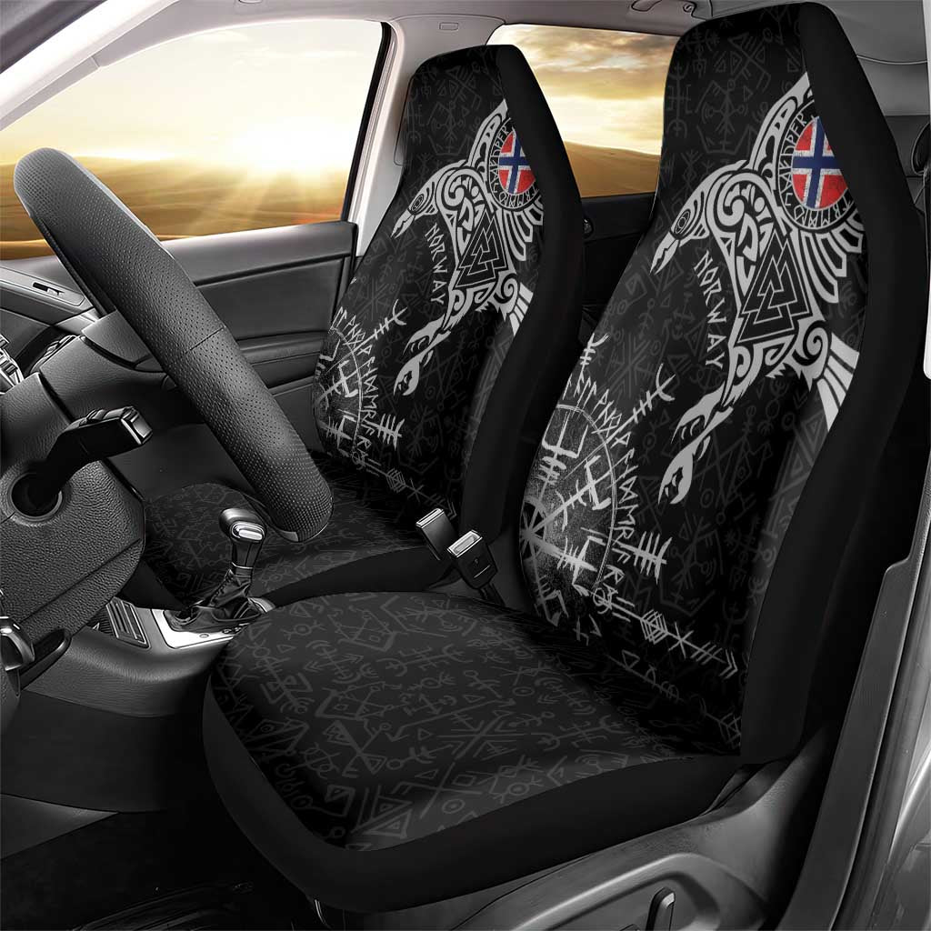 Norway Viking Ravens Car Seat Cover Vegvisir Runes Pattern - Wonder Print Shop