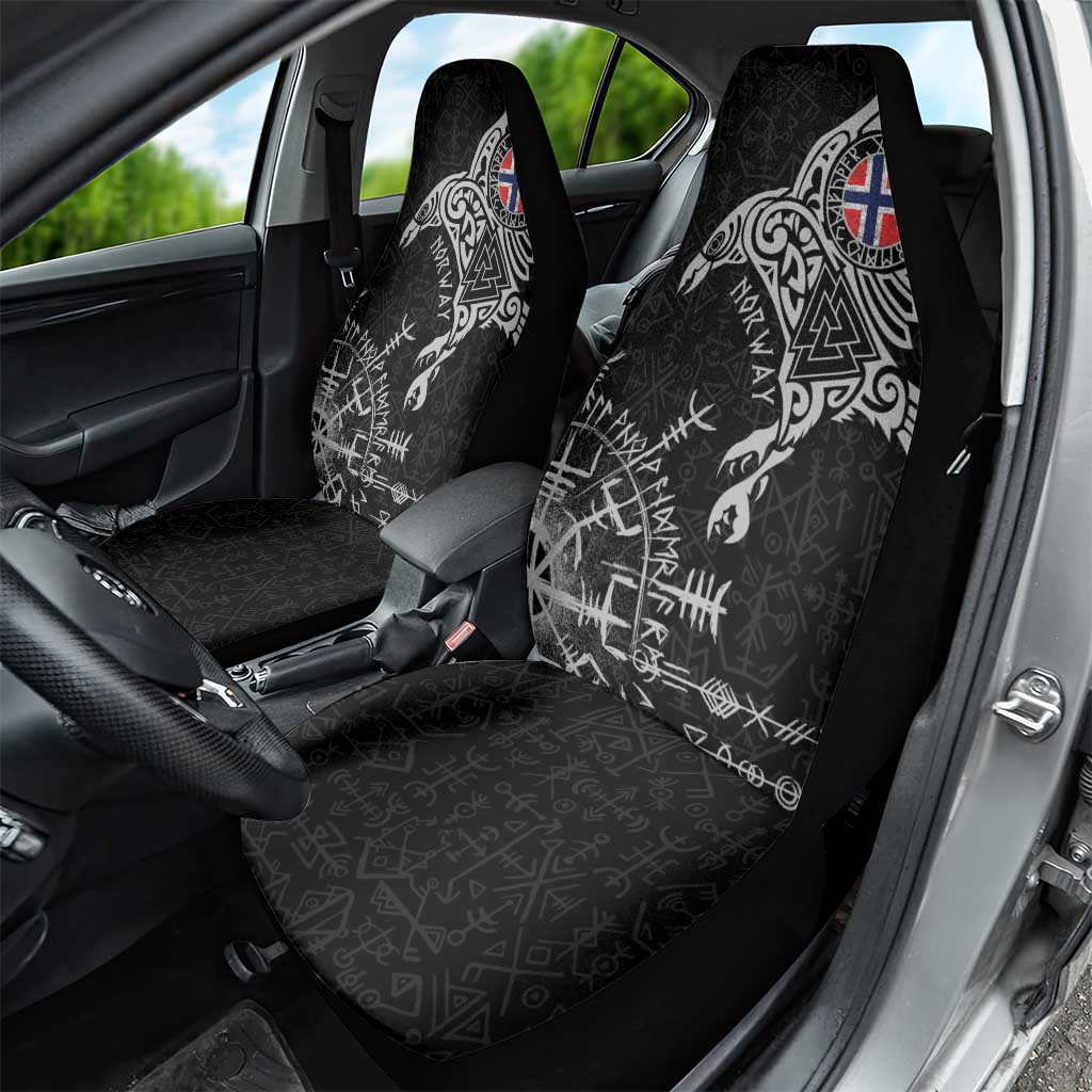 Norway Viking Ravens Car Seat Cover Vegvisir Runes Pattern - Wonder Print Shop