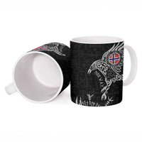 Norway Viking Ravens Ceramic Mug Vegvisir Runes Pattern - Wonder Print Shop
