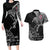 Norway Viking Ravens Couples Matching Long Sleeve Bodycon Dress and Hawaiian Shirt Vegvisir Runes Pattern - Wonder Print Shop