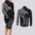 Norway Viking Ravens Couples Matching Long Sleeve Bodycon Dress and Long Sleeve Button Shirt Vegvisir Runes Pattern - Wonder Print Shop