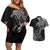 Norway Viking Ravens Couples Matching Off Shoulder Short Dress and Hawaiian Shirt Vegvisir Runes Pattern - Wonder Print Shop