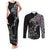 Norway Viking Ravens Couples Matching Tank Maxi Dress and Long Sleeve Button Shirt Vegvisir Runes Pattern - Wonder Print Shop