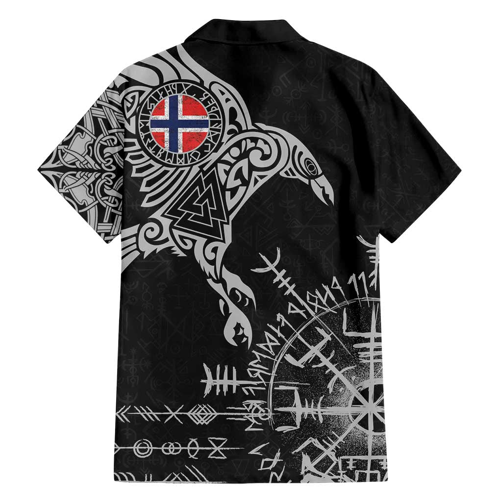 Norway Viking Ravens Family Matching Long Sleeve Bodycon Dress and Hawaiian Shirt Vegvisir Runes Pattern - Wonder Print Shop