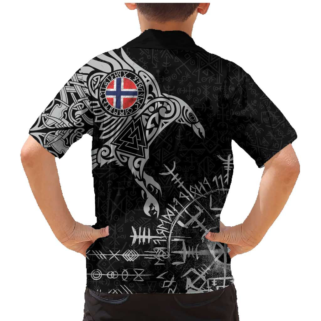Norway Viking Ravens Family Matching Mermaid Dress and Hawaiian Shirt Vegvisir Runes Pattern - Wonder Print Shop