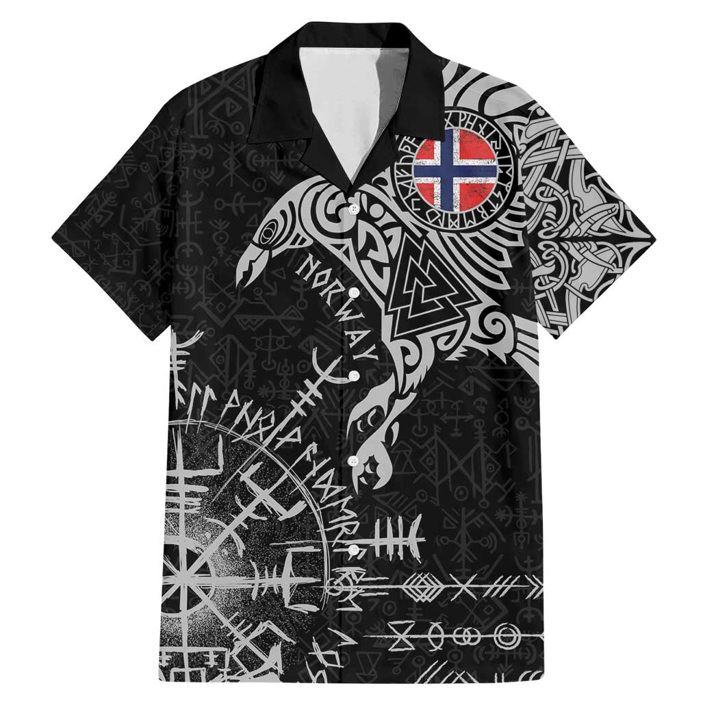 Norway Viking Ravens Family Matching Mermaid Dress and Hawaiian Shirt Vegvisir Runes Pattern - Wonder Print Shop