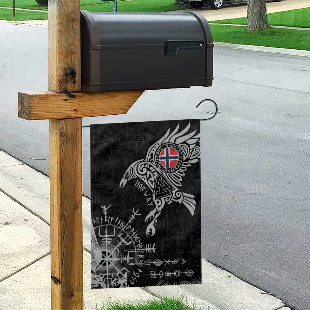 Norway Viking Ravens Garden Flag Vegvisir Runes Pattern - Wonder Print Shop
