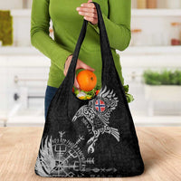 Norway Viking Ravens Grocery Bag Vegvisir Runes Pattern - Wonder Print Shop