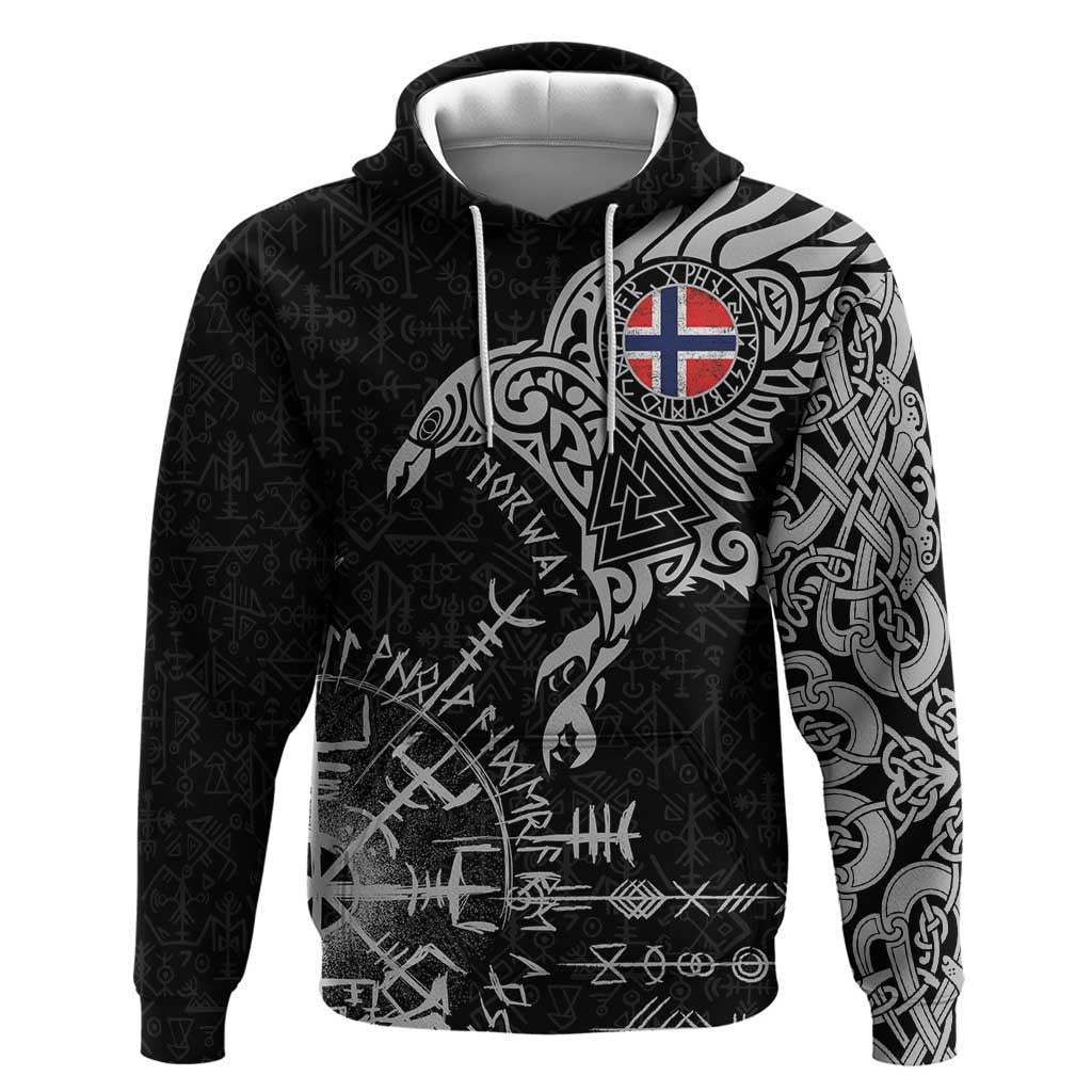 Norway Viking Ravens Hoodie Vegvisir Runes Pattern - Wonder Print Shop