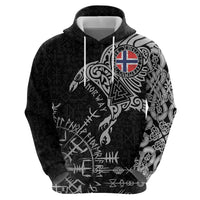 Norway Viking Ravens Hoodie Vegvisir Runes Pattern - Wonder Print Shop