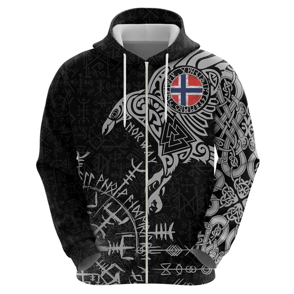 Norway Viking Ravens Hoodie Vegvisir Runes Pattern - Wonder Print Shop