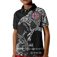 Norway Viking Ravens Kid Polo Shirt Vegvisir Runes Pattern - Wonder Print Shop