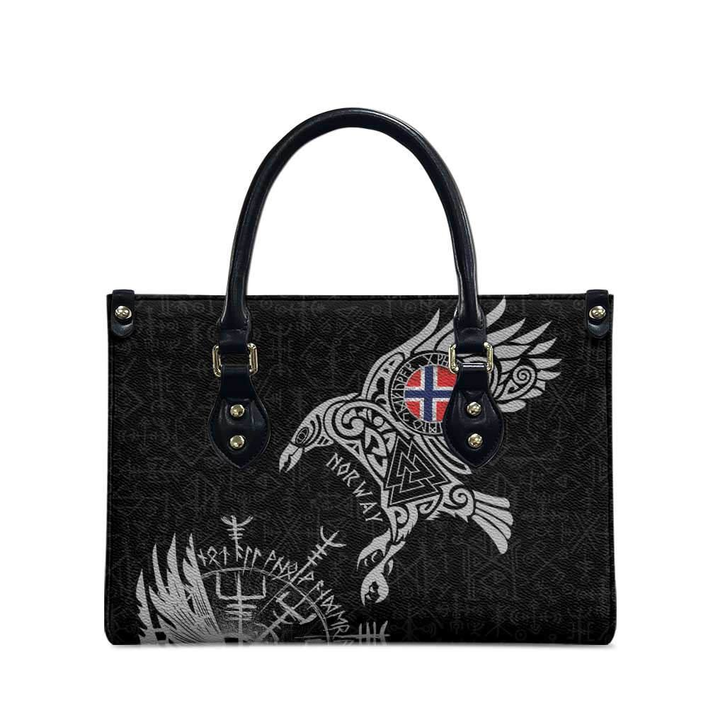 Norway Viking Ravens Leather Bag Vegvisir Runes Pattern - Wonder Print Shop