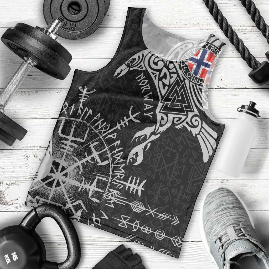 Norway Viking Ravens Men Tank Top Vegvisir Runes Pattern - Wonder Print Shop