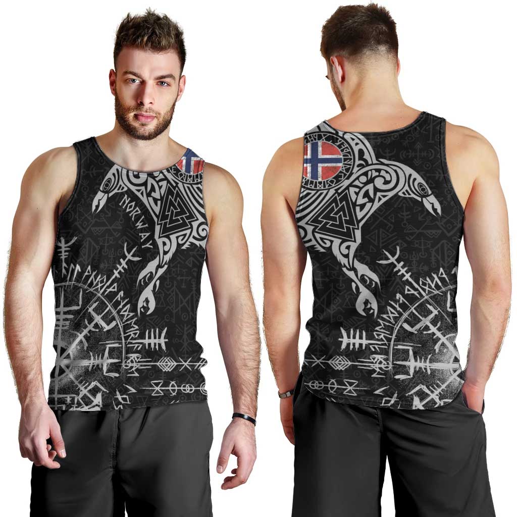 Norway Viking Ravens Men Tank Top Vegvisir Runes Pattern - Wonder Print Shop
