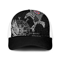 Norway Viking Ravens Mesh Trucker Cap Vegvisir Runes Pattern - Wonder Print Shop