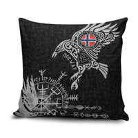 Norway Viking Ravens Pillow Cover Vegvisir Runes Pattern - Wonder Print Shop