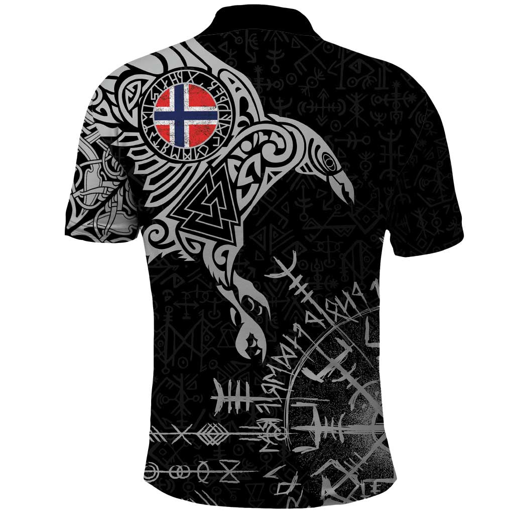 Norway Viking Ravens Polo Shirt Vegvisir Runes Pattern - Wonder Print Shop