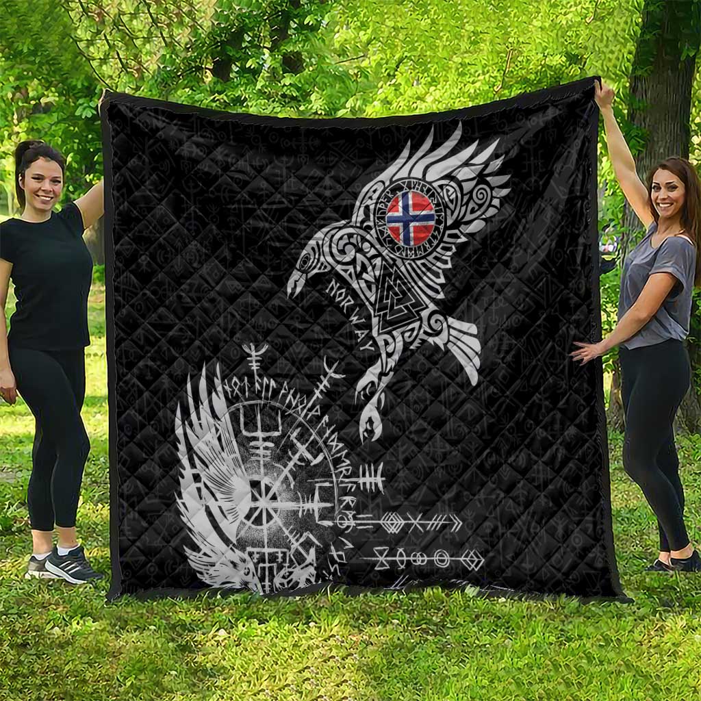Norway Viking Ravens Quilt Vegvisir Runes Pattern - Wonder Print Shop