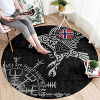 Norway Viking Ravens Round Carpet Vegvisir Runes Pattern - Wonder Print Shop