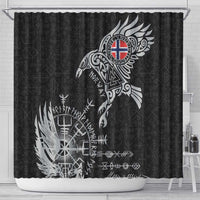 Norway Viking Ravens Shower Curtain Vegvisir Runes Pattern - Wonder Print Shop