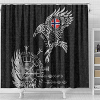 Norway Viking Ravens Shower Curtain Vegvisir Runes Pattern - Wonder Print Shop
