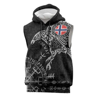 Norway Viking Ravens Sleeveless Hoodie Vegvisir Runes Pattern - Wonder Print Shop