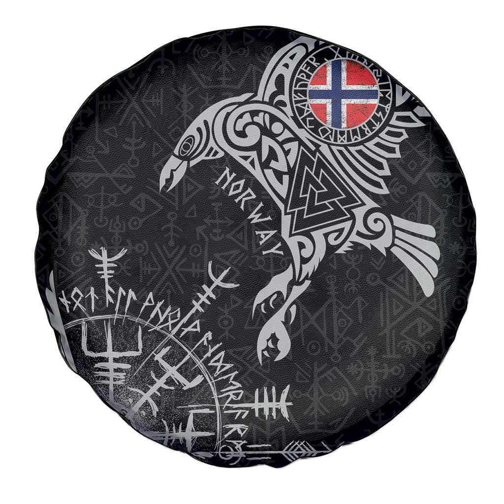Norway Viking Ravens Spare Tire Cover Vegvisir Runes Pattern - Wonder Print Shop