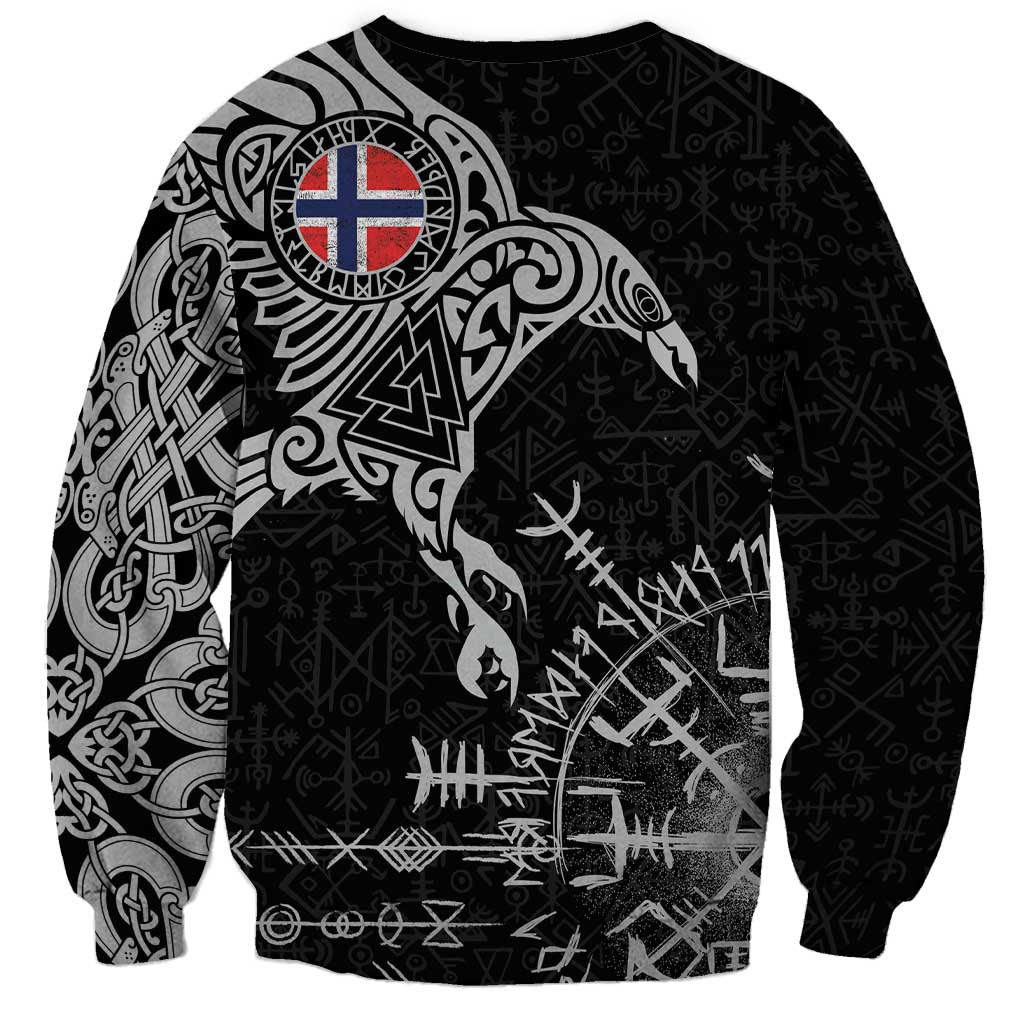 Norway Viking Ravens Sweatshirt Vegvisir Runes Pattern - Wonder Print Shop