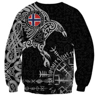 Norway Viking Ravens Sweatshirt Vegvisir Runes Pattern - Wonder Print Shop