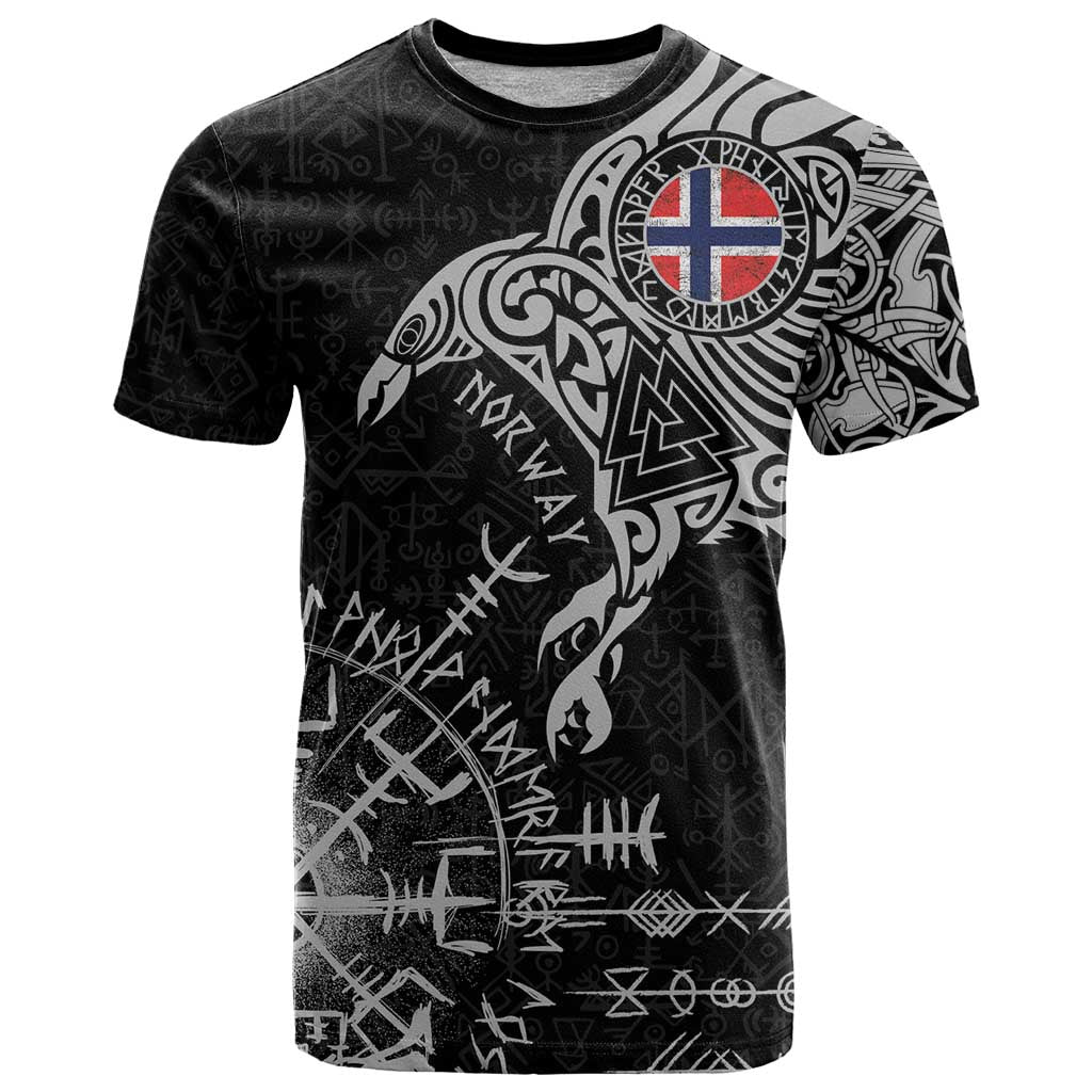 Norway Viking Ravens T Shirt Vegvisir Runes Pattern - Wonder Print Shop